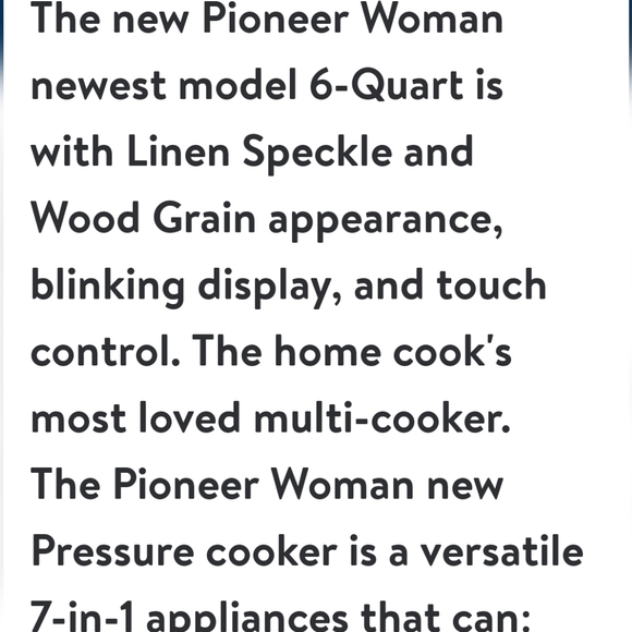 ❤️ New Pioneer Woman Linen Speckle 6Qt Pressure Cooker Blinking Display - Picture 2 of 10